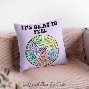 Feelings Wheel Throw Pillow, Emotions Wheel Pillow, Mental Health Pillow, Counselor Office Decor School Counselor Herramientas de terapia de regalos para todos
