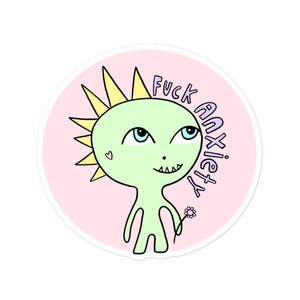 Adesivo de ansiedade, adesivo de saúde mental, decalque de dinossauro, adesivo de dinossauro, adesivo de dinossauro verde, adesivo para laptop, adesivo de vinil, presente de aniversário