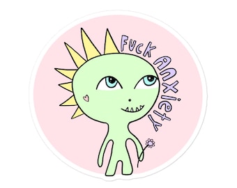 Anxiety Sticker, Mental Health Sticker, Dinosaur Decal, Dinosaur Sticker, Green Dinosaur Sticker, Laptop Sticker Vinyl Sticker Birthday Gift