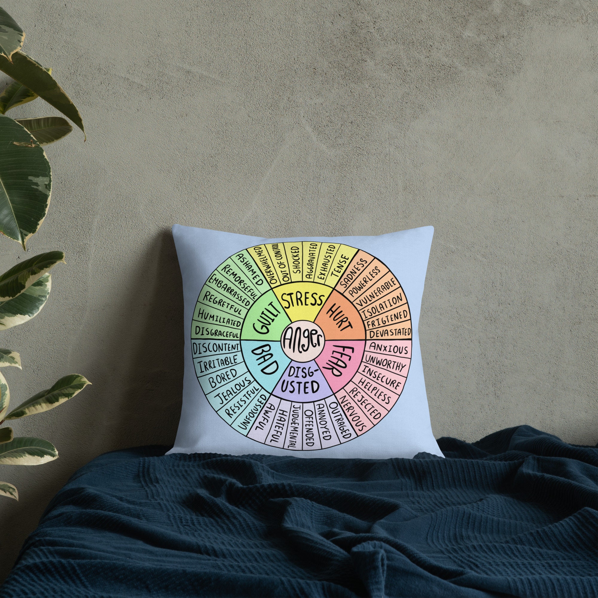 Feelings Wheel Emotions Wheel Pillow Mental Health Pillow Etsy Canada
