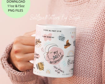 11oz coffee mug png, Mug Sublimation Designs Download, Digital Sublimation Downloads, mug png files for sublimation, Affirmation PNG File