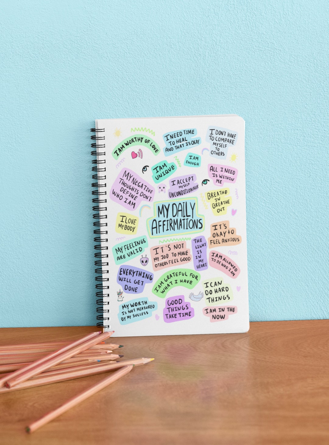 Mental Health Notebook, Self Love Notebook Wellness Journal Cute Spiral