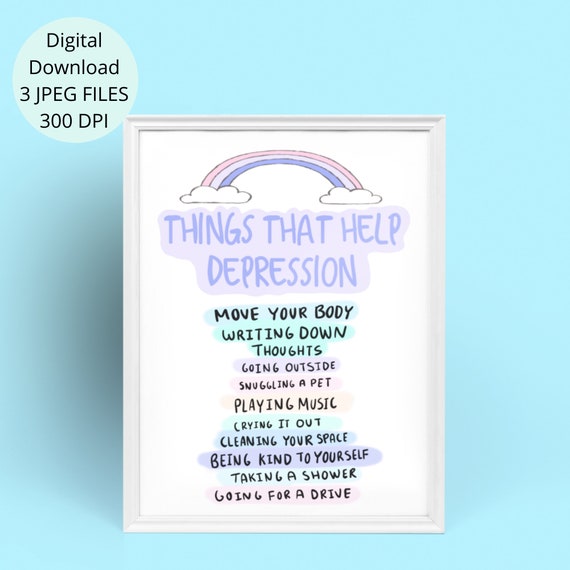 Mental Health Digital Print Depression Printable Mental Health Art Counseling Office Decor Psychologist Office Therapist Office Self Care