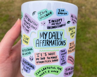 Affirmations Mug, Inspirational Mug, Motivational Mug, Self Care Mug, Self Love Mug, Positive Quote Mug, Mugs with Sayings Gift for Daughter