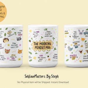 11oz Mug Sublimations Design, Positive Mug Png Files, Morning Mindset Mug, 11oz Mug Wrap, MUG PNG For Sublimation, Inspirational Mug Files