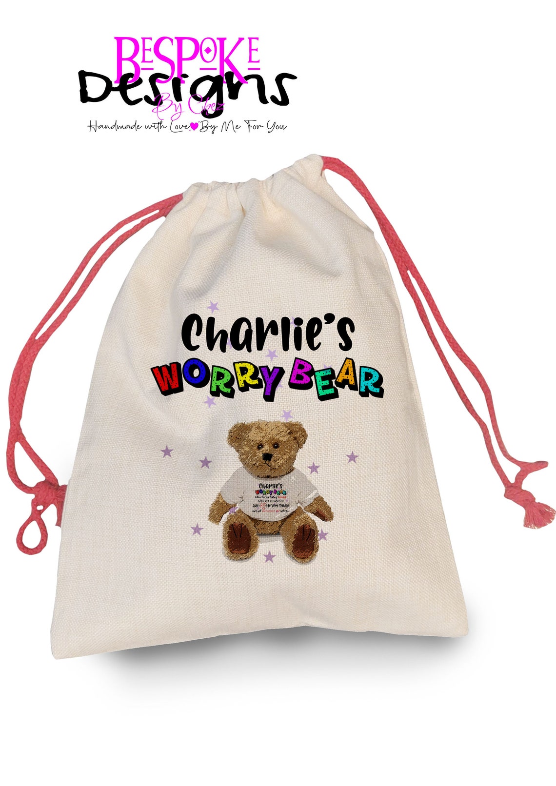 Personalised Worry Bear & Bag For Worried and Anxious Etsy