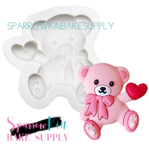 TEDDY BEAR W/ HEART In Hand Silicone Mold