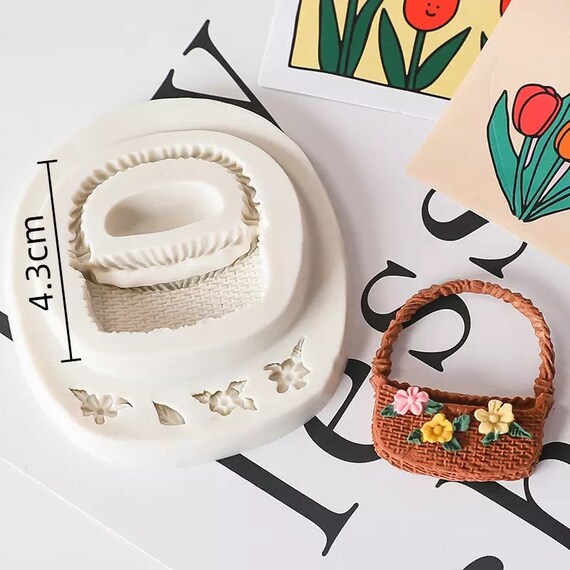 WOVEN BASKET With FLOWERS Silicone Mold