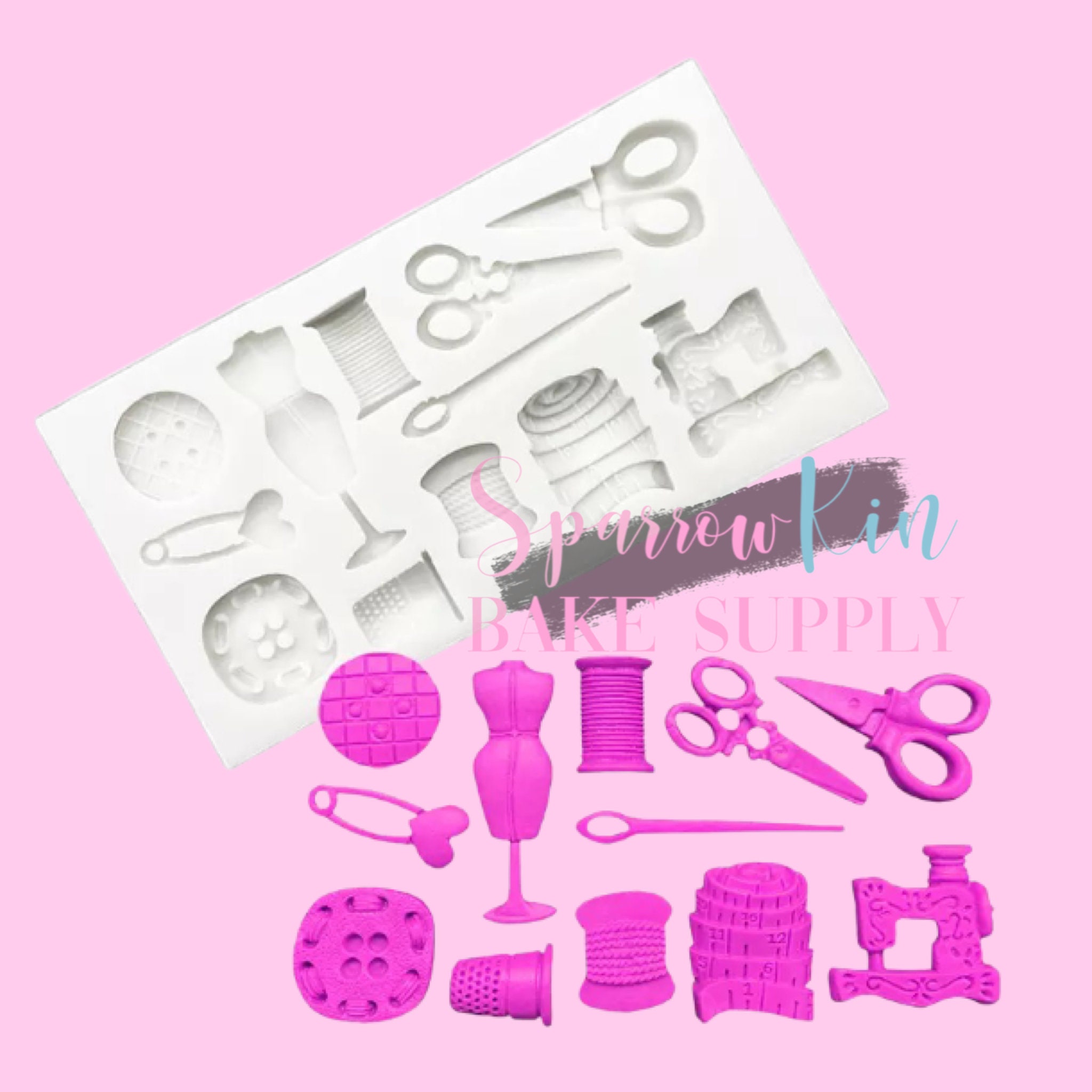 Sewing Gadgets-scissors-needle-thimble-spool-measuring Tape-button-dress  Form-silicone Molds-fondant-crafts 