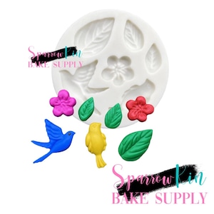 BIRDS, LEAF & FLOWER Silicone Mold