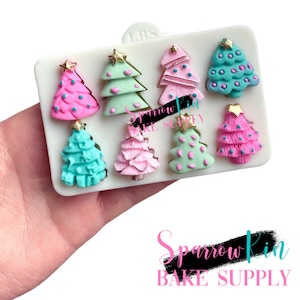 CHRISTMAS TREES W/ STAR Theme Silicone Mold