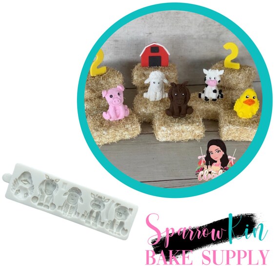 Stampi In Silicone Per Torte E Decorazioni - Set 2 Pezzi Con 16 Forme Animali Della Fattoria, Per Fondente, Cioccolato, Resina E Argilla