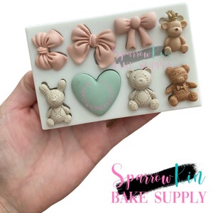 TEDDY BEAR & CHUBBY Heart Variety Silicone Mold