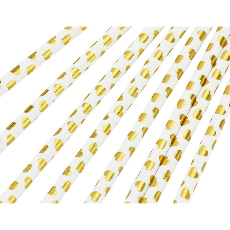 GOLD FOIL HEARTS Paper Straws Pack of 25 Etsy