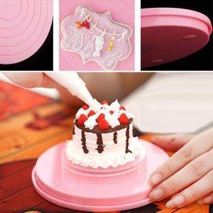 COOKIE /CUPCAKE DECORATING TURNTABLE 14cm Diam WITH 3 INCLUDED ROYAL ICING  TOOLS