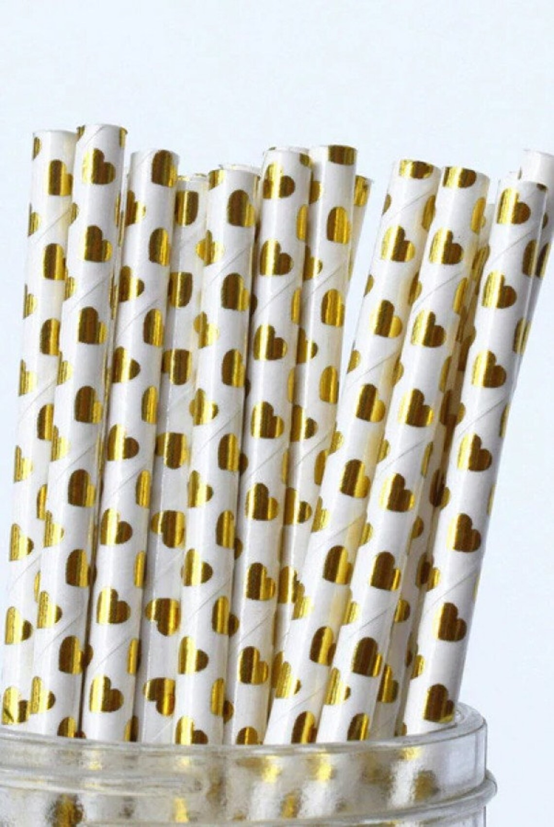 GOLD FOIL HEARTS Paper Straws Pack of 25 Etsy