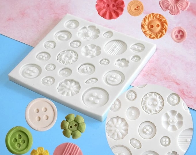 Button Design Mat MULTIPLE BUTTONS MAT Silicone Mold | Resin | Chocolate | Fondant | Baby ...