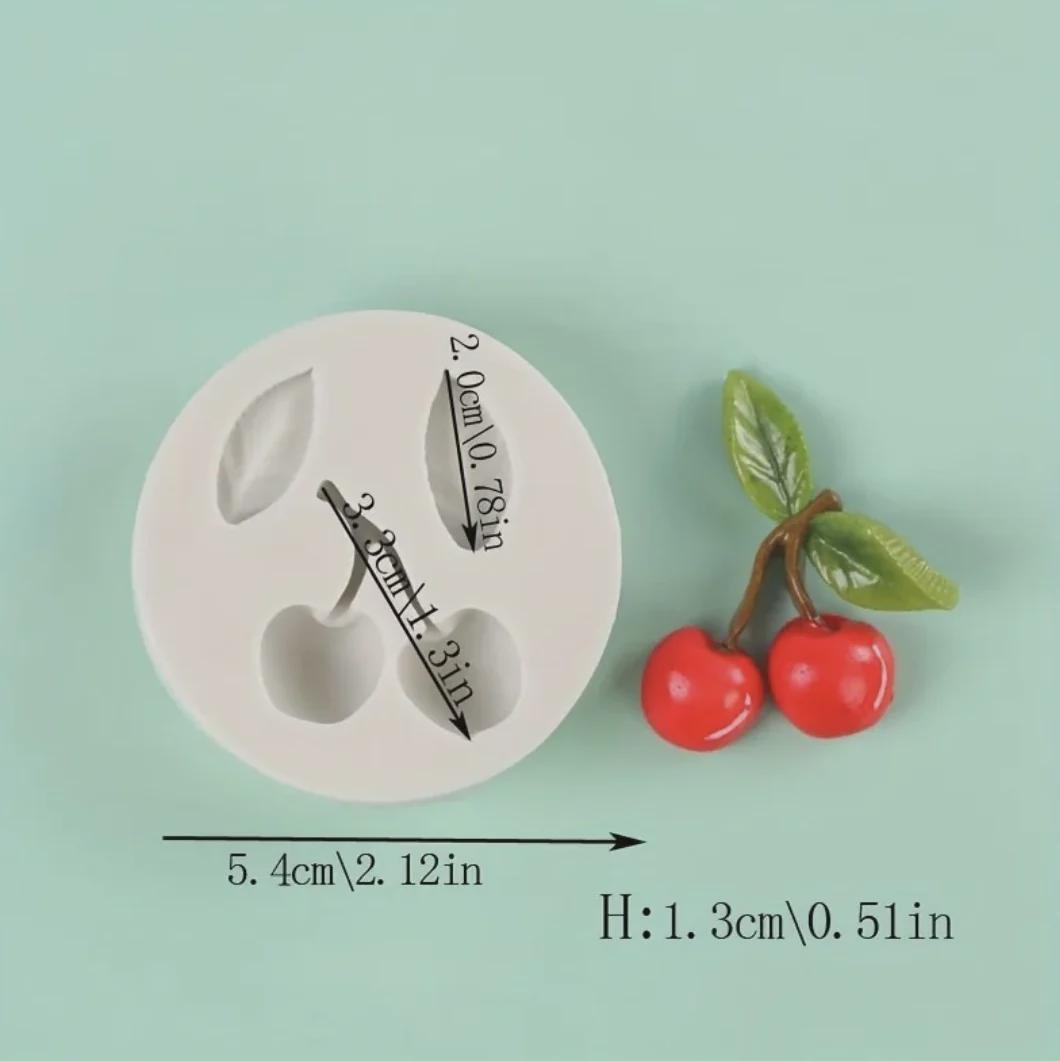 4 stampi in silicone a forma di ciliegie 3D a forma di ciliegie