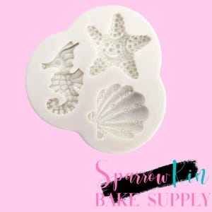 SEA HORSE SHELL Silicone Mold | Ocean Theme | Star Fish | Sea Shell | Chocolate, Fondant | Resin, Clay
