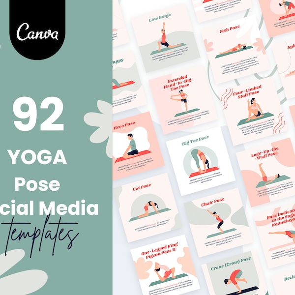 Yoga Pose Social Media |Canva Template, Yoga Teacher Tools, Business Booster, Audience Engagement, Canva Instagram Templates, Ready to Post