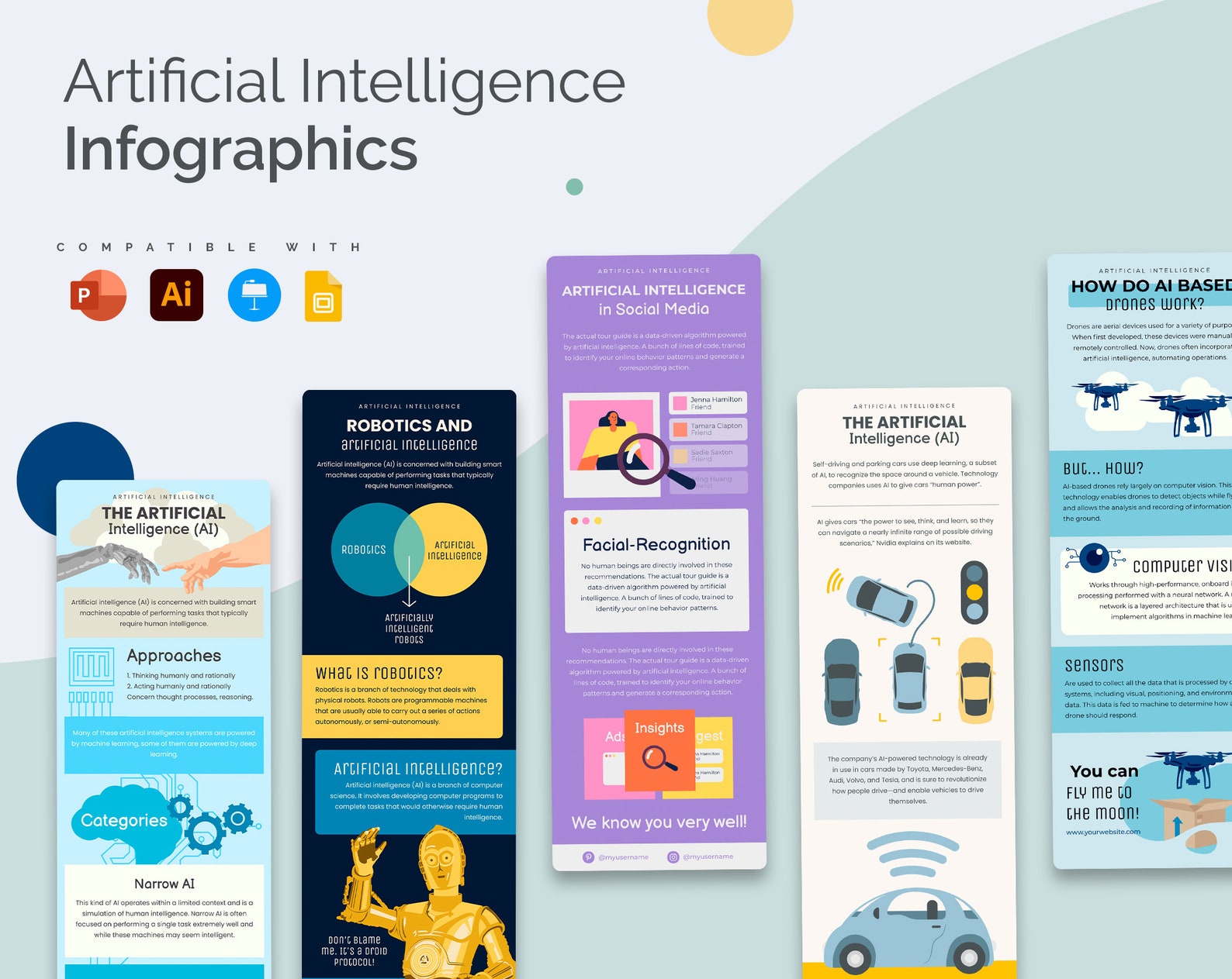 Artificial Intelligence Vertical Infographic Templates Diagrams for ...