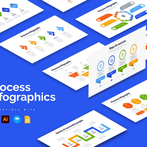 Modèles d’infographie de processus | Diagrammes pour PowerPoint, Illustrator, Keynote, Google Slides