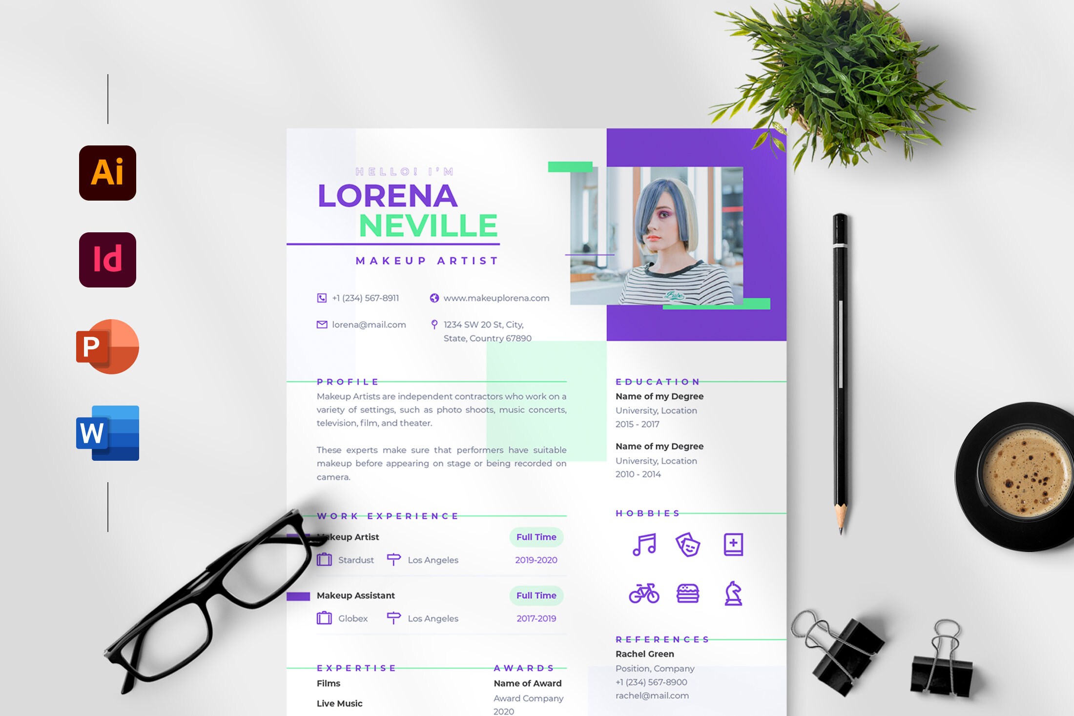 Eva Resume Template | Professional Microsoft Word CV Indesign Template ...