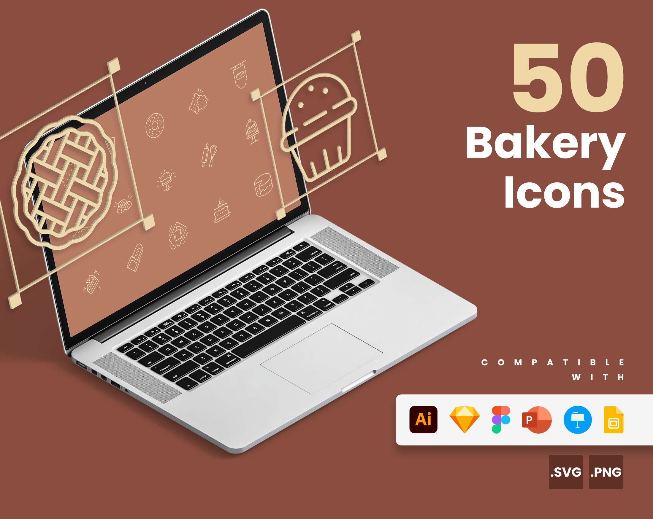 Bakery Icons Vector Icons for Powerpoint Keynote - Etsy
