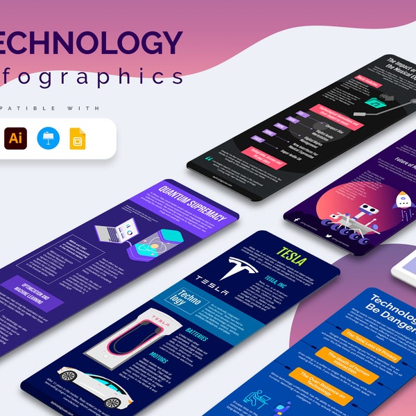 Technology Vertical Infographic Templates | Diagrams for PowerPoint, Illustrator, Keynote, Google Slides