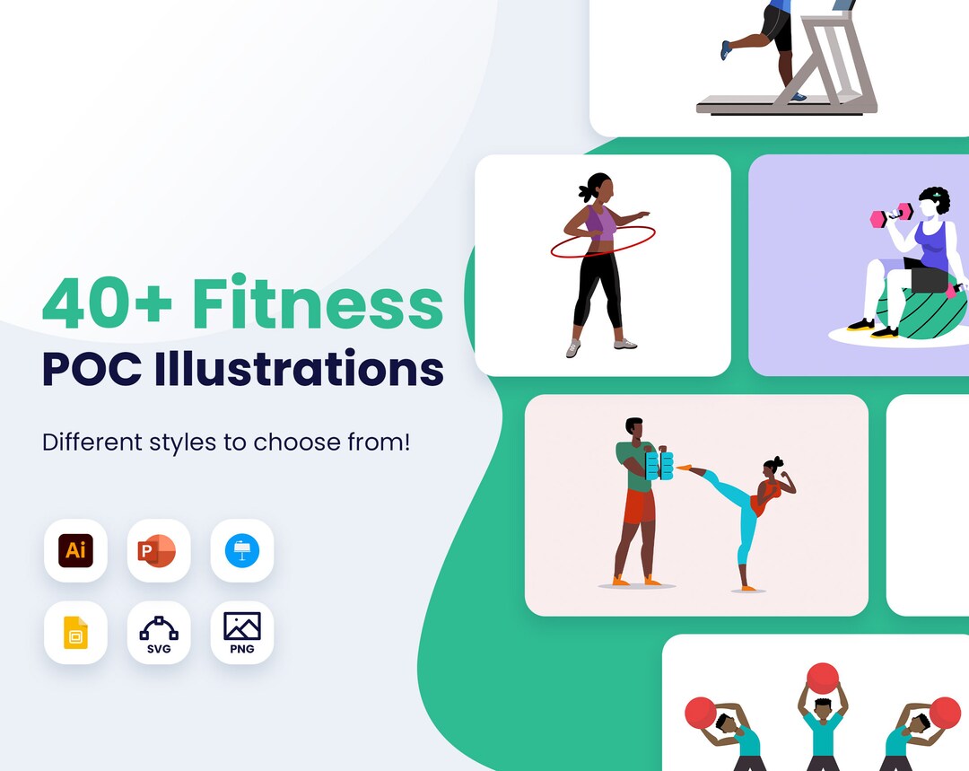 Fitness POC Illustrations Pre-made Scenes, Multiple Format, Vector ...