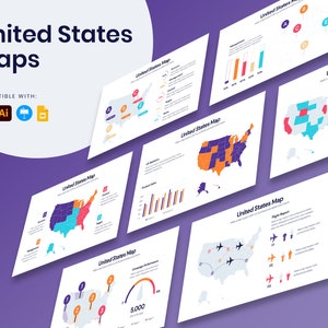 Modèles d’infographie cartographique des États-Unis | Diagrammes pour PowerPoint, Illustrator, Keynote, Google Slides, Facile à modifier, Meilleures infographies