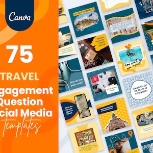 Reisbetrokkenheidsvraag Social Media | Canva-sjablonen, Instagram Post Engagement, Instagram-feed, reisbureau, merk uw bedrijf