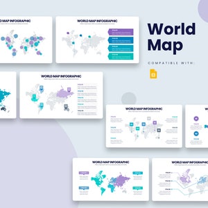 Infographie de la carte du monde | Google Slides Template, Modèle pour Google Slides, Google Slides Template, Facile, Google Infographics