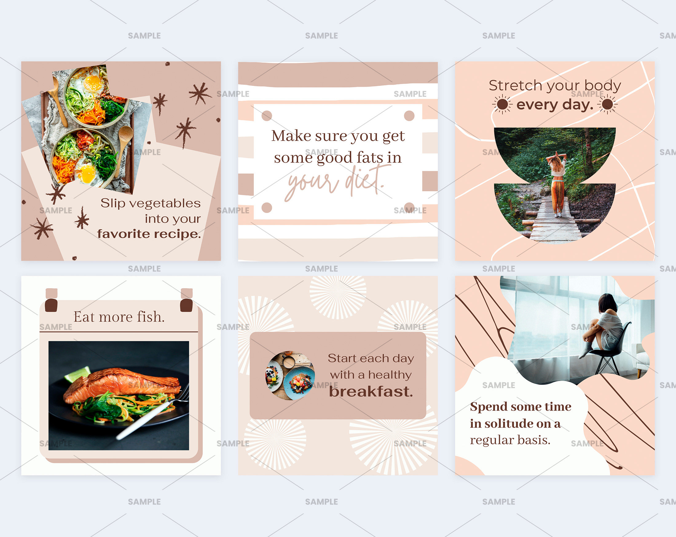 Wellness Tips Social Media | Canva Template, Post & Story Template ...