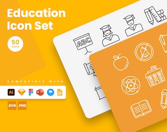 Education Icons | Vector Icons for Powerpoint, Keynote, Illustrator, Google Slides, Sketch, Figma