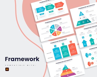 Può includere: Un set di sei diapositive di infografica con diversi layout e schemi di colori. Le diapositive presentano una varietà di forme, tra cui frecce, cerchi e piramidi. Ogni diapositiva include caselle di testo per titoli e descrizioni.