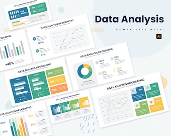 Infografiki analizy danych | Szablon dla programu Illustrator | Najlepszy szablon programu Illustrator | Łatwy do edycji