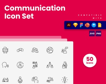 Communications Icons | Vector Icons for Powerpoint, Keynote, Illustrator, Google Slides, Sketch, Figma