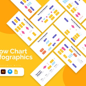 以下が含まれることがあります： カラフルな形とテキストボックスを持つ9つのフローチャートインフォグラフィックテンプレートのセット。テンプレートは、Adobe Illustrator、Photoshop、PowerPointと互換性があります。