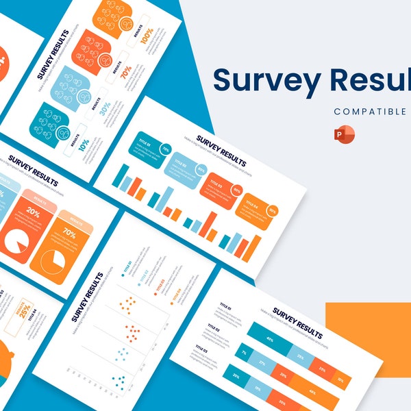 Infografica sui risultati del sondaggio / Modello Powerpoint / Modello per Powerpoint / Miglior modello Powerpoint / Facile da modificare / Diapositive modificabili