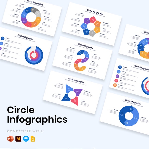 Kreis-Infografik-Vorlagen | Diagramme für PowerPoint, Illustrator, Keynote, Google Slides