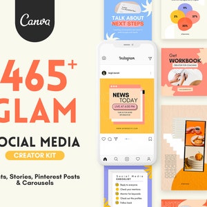 Glam Social Media Ersteller Kit | CANVA TEMPLATES, Posts und Stories Presets, Social Media Pack, Blogger Vorlagen, Media Kit, Influencer