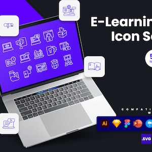 E-Learning Icons | Vector Icons for Powerpoint, Keynote, Illustrator, Google Slides, Sketch, Figma