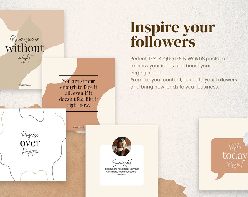 50 Text Quotes Words Posts CANVA Templates Easy To Edit Etsy