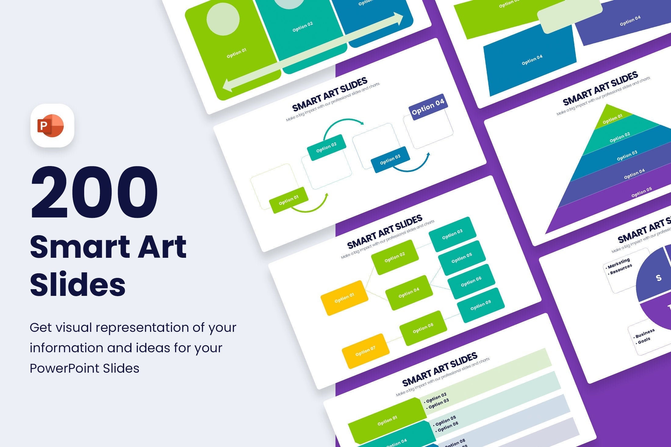 Smart Art Powerpoint Templates Infographics Easy to Edit Compatible
