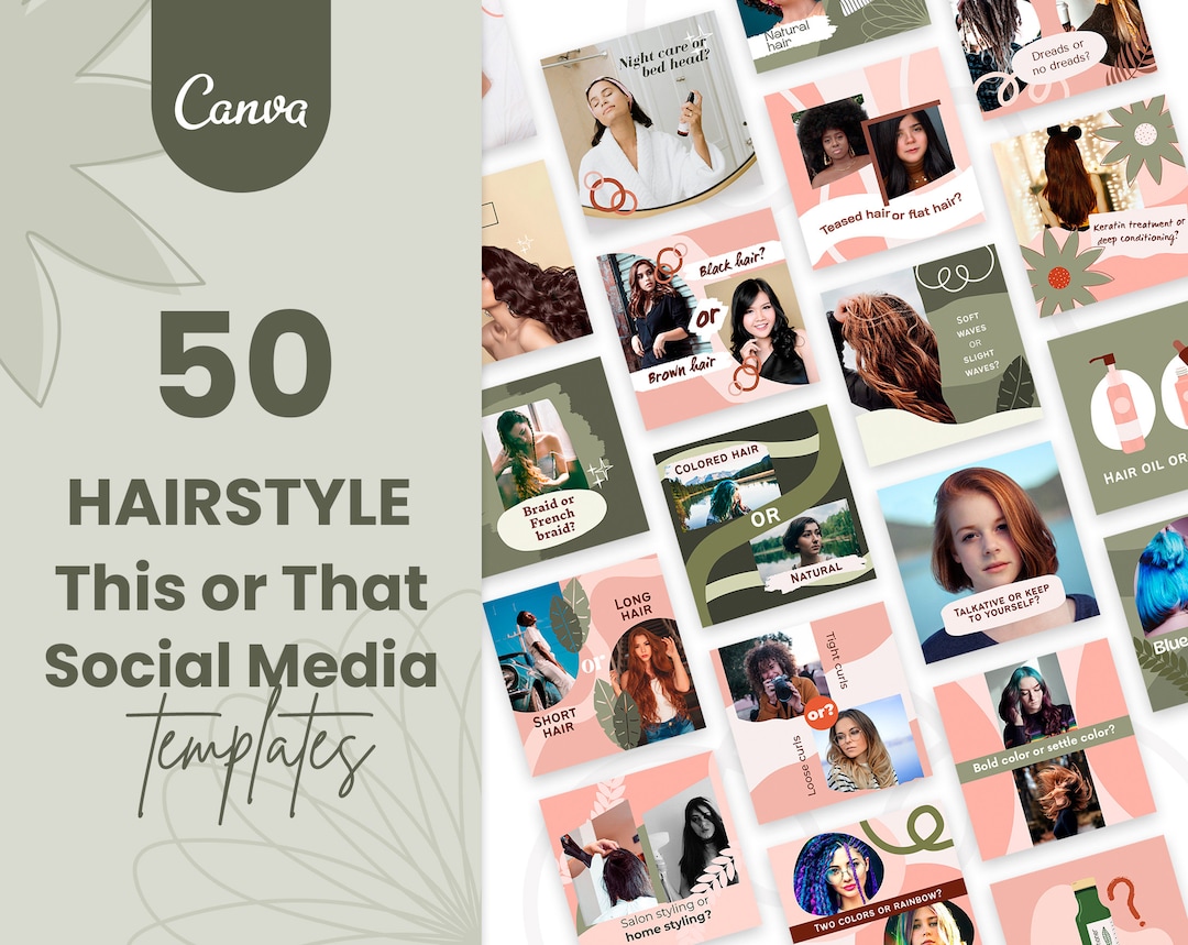 Hairstyle This or That Social Media Canva Templates,hairstylist Canva ...