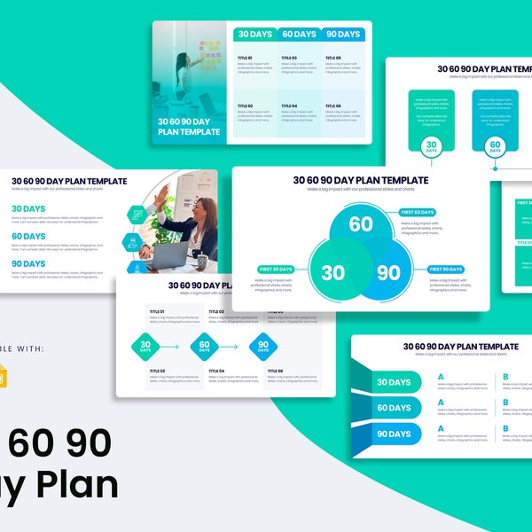 30 60 90 Day Plan Infographics | Template for Google Slides | Best Google Slides Template | Easy to Edit | Editable Templates | PPTX