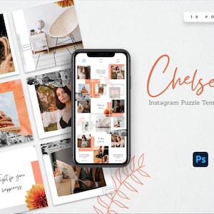 Modelo de quebra-cabeça do Chelsea Instagram | CANVA Instagram Post Template Colagem Photoshop Influencer IG Feed
