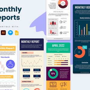 Monthly Reports Vertical Infographic Templates | Diagrams for PowerPoint, Illustrator, Keynote, Google Slides