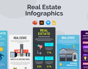 Mallar för vertikala infografik över fastigheter | Diagram för PowerPoint, Illustrator, Keynote och Google Slides